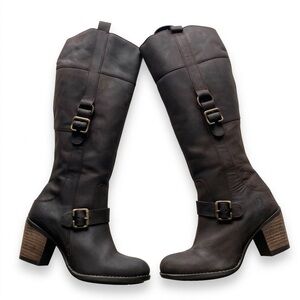 Hush Puppies Moorland 16 Tall Dark Brown Leather Riding Boots Women’s Size 6